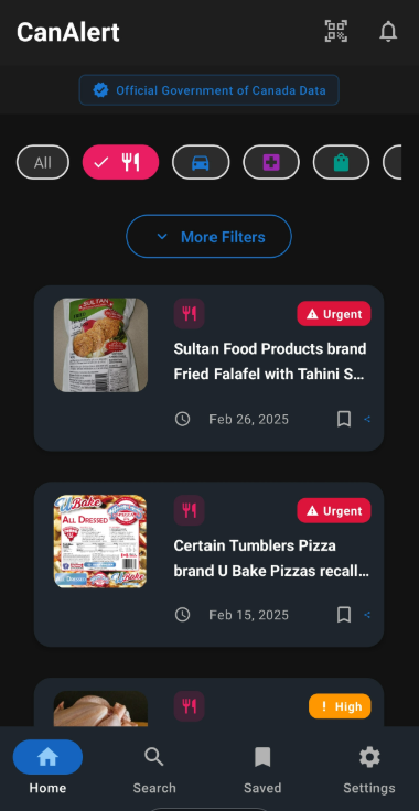 CanAlert App Screen